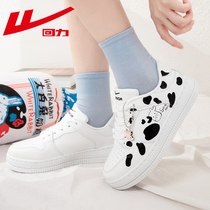 Huili hand painted shoes women 2021 summer new ow co-name cow graffiti white shoes Joker student Leisure board shoes