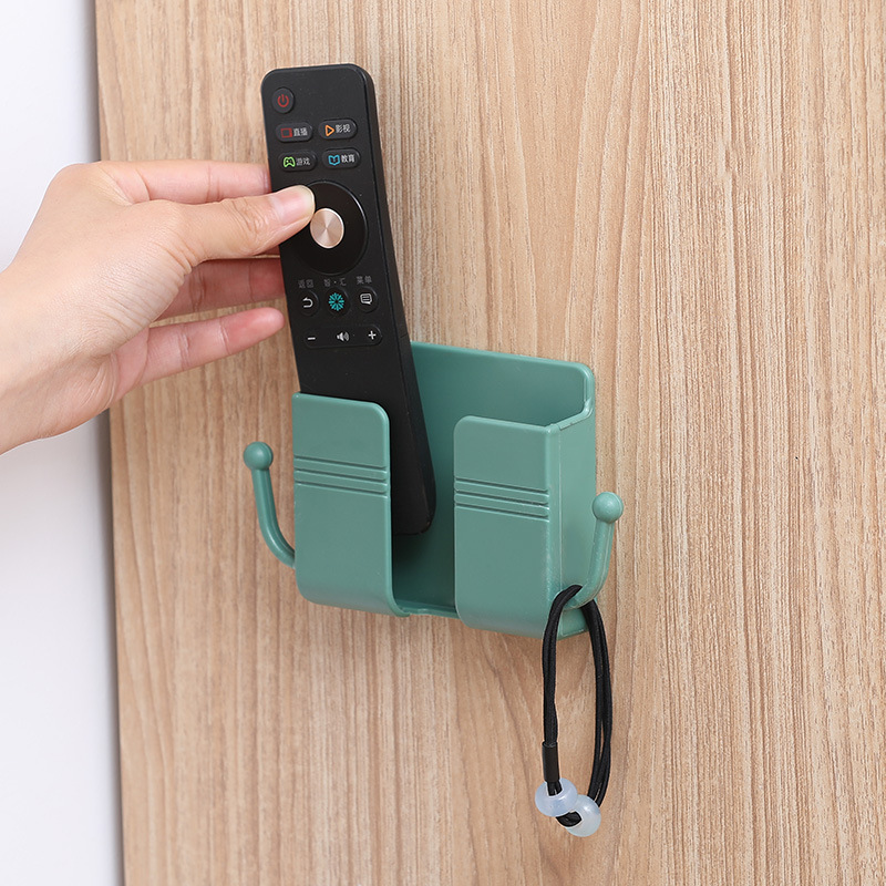 Multi-function wall hanging-free punch phone remote control to collect boxes toothbrush toothbrush with hooks large shelves