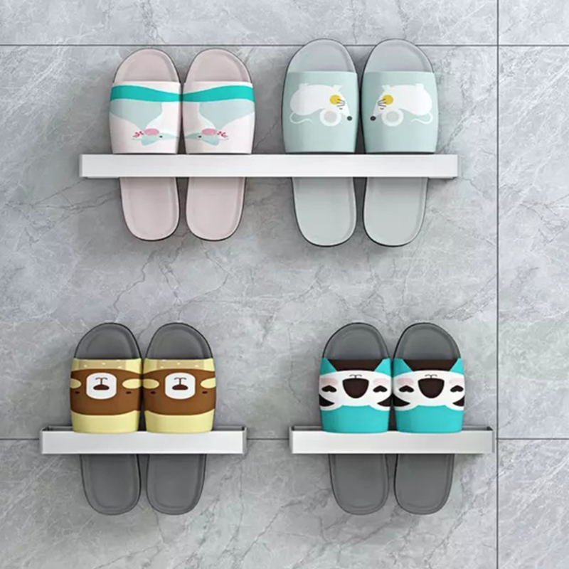 Stainless steel bathroom slippers towel wall hanging open-hole toilet door behind the shoes to collect shelves