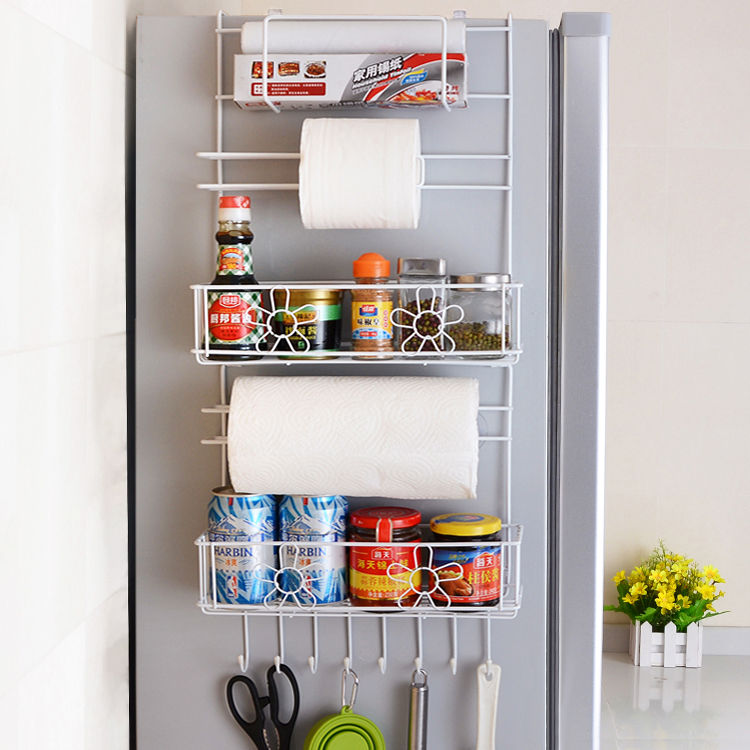 Kitchen Shelve Fridge Rack Multifunction Fridge Side Wall Hanger Pendant Side side containing shelf Seasoning Jar Rack