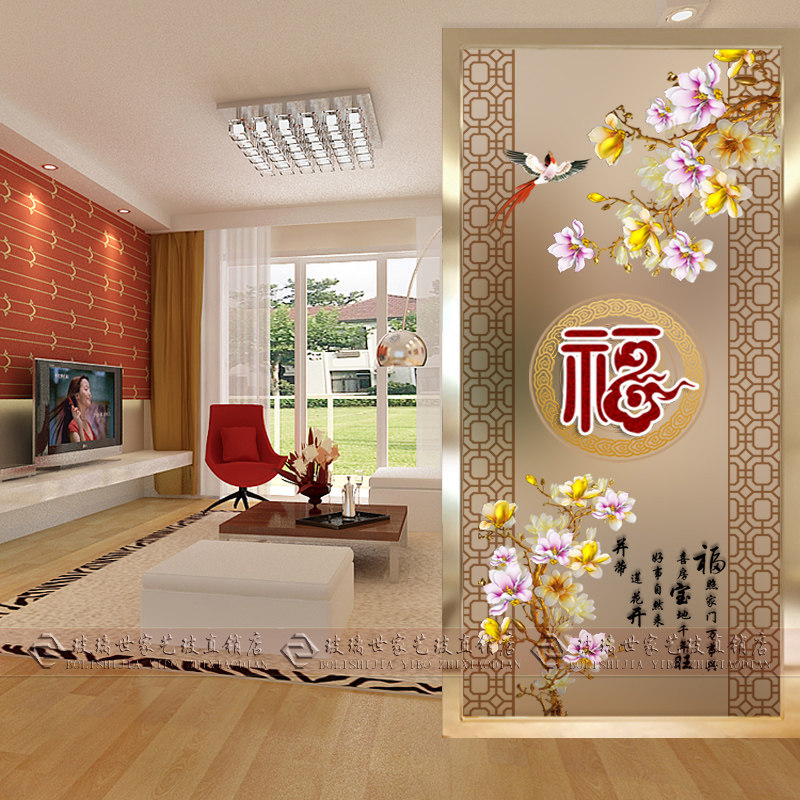 Art Glass Engraving Custom Frosted Partition Xuanguan Screen Shoes Cabinet Toughened Living-room Bifacial TV Jade Lanfu