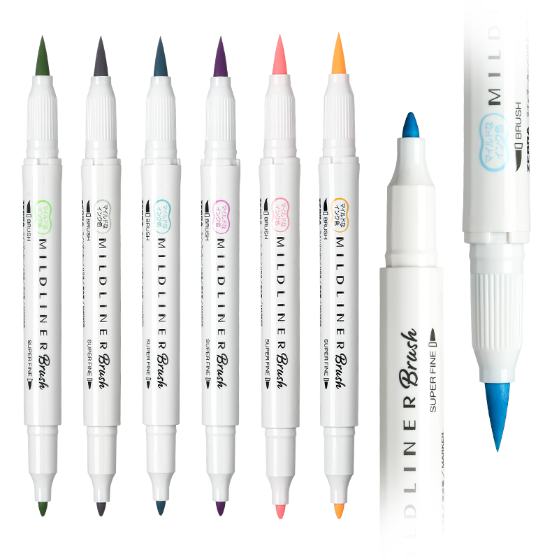 Japan ZEBRA ZEBRA WFT8 double head fluorescent pen soft head pen brush Student hand account pen mark stroke focus
