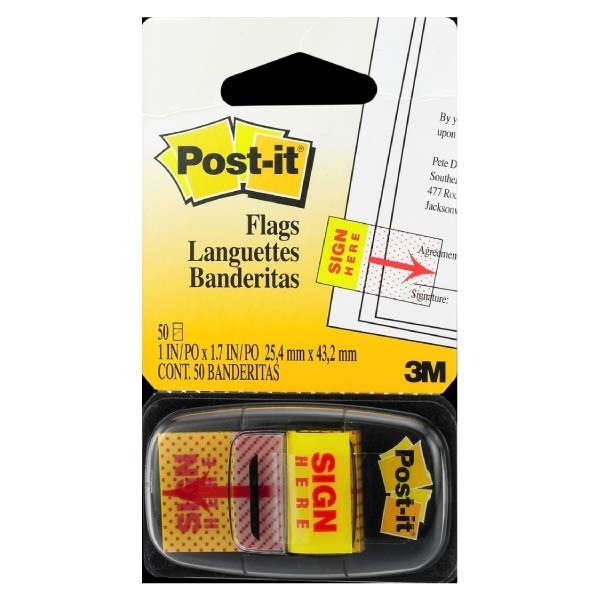3M Contract Signature Indicator Label Yellow Arrow Memorandum Note Indicator Signature Label 680-9 680-SH2