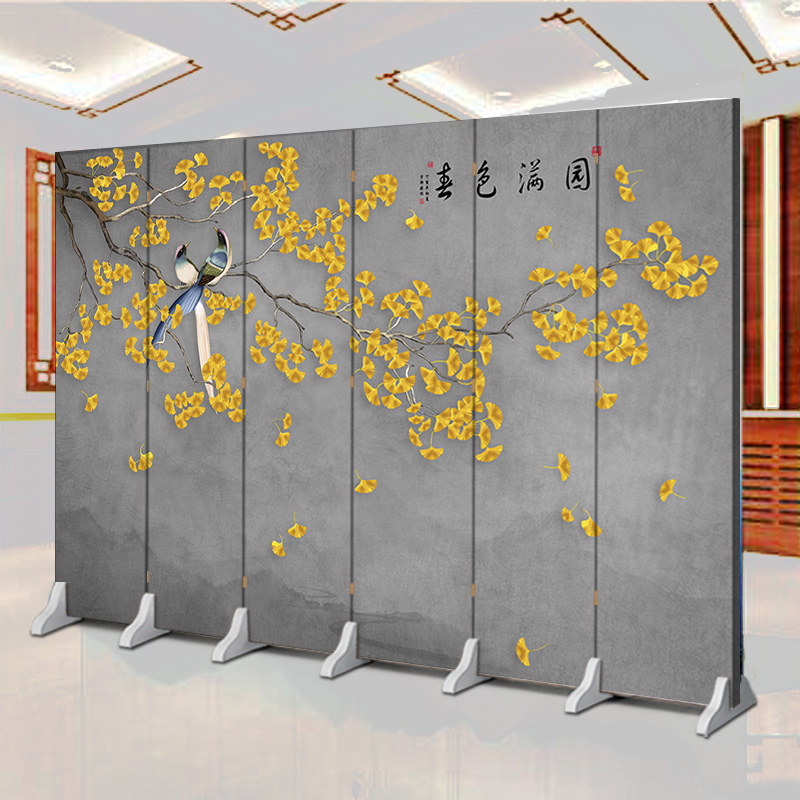 Chinese Flower Bird Screen Partition Wall Living Room Living Room Folding Mobile Minimalist Modern Office Hotel Shelter Home Fold Screen