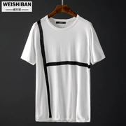 Weishi lớp mùa hè nam nửa tay t-shirt màu sắc tương phản mỏng mỏng băng lụa áo len nam ngắn tay cổ tròn áo len T-Shirt