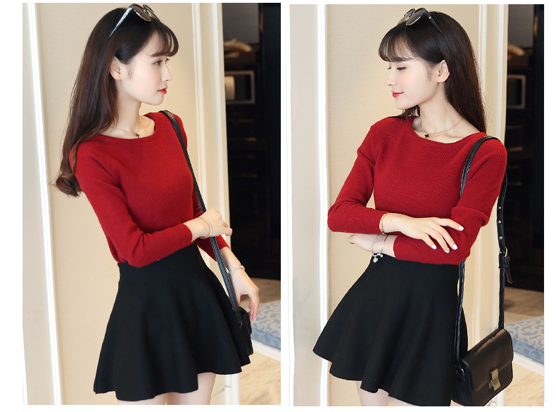 Áo len cao cổ nữ mùa thu ngắn Áo khoác dài tay nữ Slim Fit đan hàng đầu trong mùa thu đông áo nữ trung niên