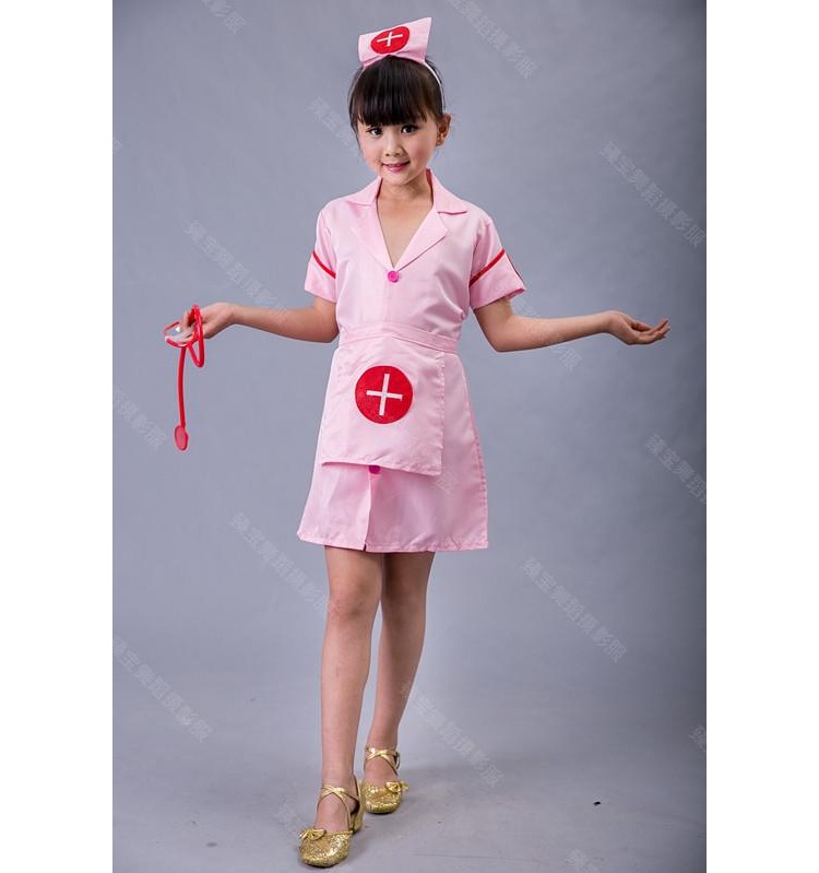 Cô gái mới, y tá nhỏ, trang phục nhập vai, ngày tết, quần áo biểu diễn trẻ em, bác sĩ mẫu giáo, trang phục thời trang cho bé gái