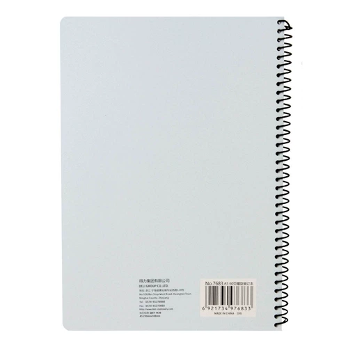 Deli 7683 Спиральная ноутбука с мягкой стороной 60 страниц A5 Diary Boton Coil Книга A5 Спиральная книга