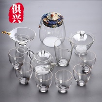 Japanese high-grade heat-resistant glass kung fu tea set home simple simple elegant bubble teapot thick transparent tea cup gift box