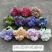 Simulated hand-feel hydrangea 5-head 3D hand-feel hydrangea rose red and purple wedding soft decoration home artificial flowers