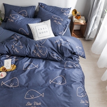 Net red hipster cotton four-piece cotton bed hat 1 8m bedding dormitory quilt cover sheets three-piece set