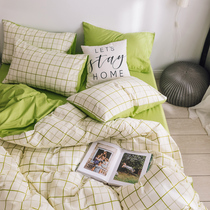 Cotton four-piece cotton bedding 1 8m bedding quilt cover sheets dormitory three-piece set 1 5 m double