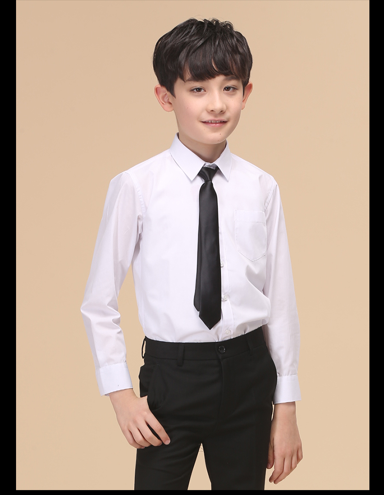 ELPA Áo sơ mi nam dài tay lớn Trẻ em Áo sơ mi trắng Trình diễn phù hợp với nhỏ Phù hợp với phiên bản Hàn Quốc - Áo sơ mi sơ mi trắng cho bé trai