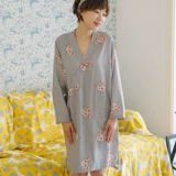 Хлопковая летняя милая пижама, V-образный вырез, короткий рукав, в корейском стиле, осенняя