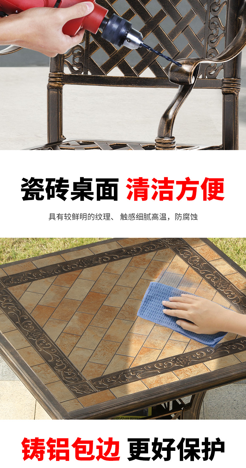 Nắng ngoài trời bàn ghế sân thượng đúc nhôm bàn dài ghế sắt ngoài trời