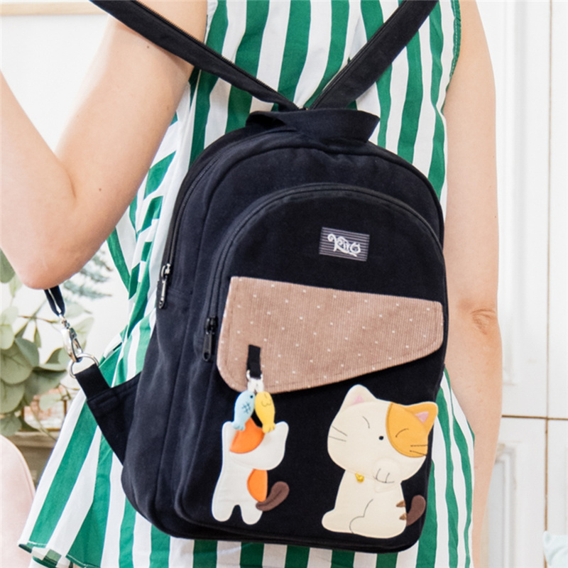 Special sale cute cat cartoon female Japanese and Korean zipper leisure canvas student schoolbag mommy backpack bag 210845