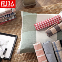 Antarctic washed cotton pillowcase Pure cotton striped plaid comfortable breathable Japanese plain cotton single double pillowcase