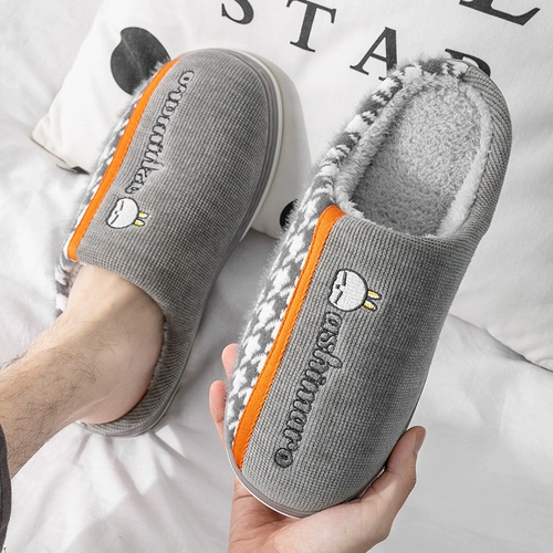 Демисезонные мультяшные мужские удерживающие тепло нескользящие зимние тапочки на платформе