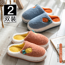 Thick Bottom Cotton Slippers Women Home Autumn Winter Home Cute Warm Anti Slip Lovers Room Fur Slippers Winter Men