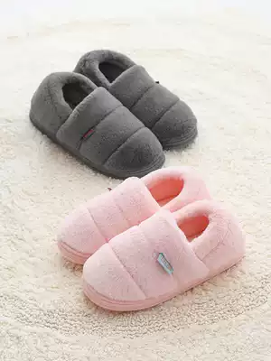 Cotton slippers women's bag with winter home indoor home warm non-slip thick bottom couple hairy slippers autumn and winter men