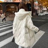 Зимний длинный пуховик, куртка, средней длины, подходит для подростков, увеличенная толщина, в корейском стиле, яркий броский стиль, по фигуре