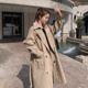 2020 mùa xuân Outfit mới áo gió nữ trung dài Casual nhỏ màu xanh Anh Gió Pop Xuân Thu Thu Coat phụ nữ