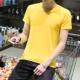 Nhanh tay màu đỏ người đàn ông ngắn tay áo thun nam màu rắn nửa tay mùa hè nam cotton mỏng cổ tròn bó sát áo thun nam thủy triều áo thun nam tay ngắn có cổ