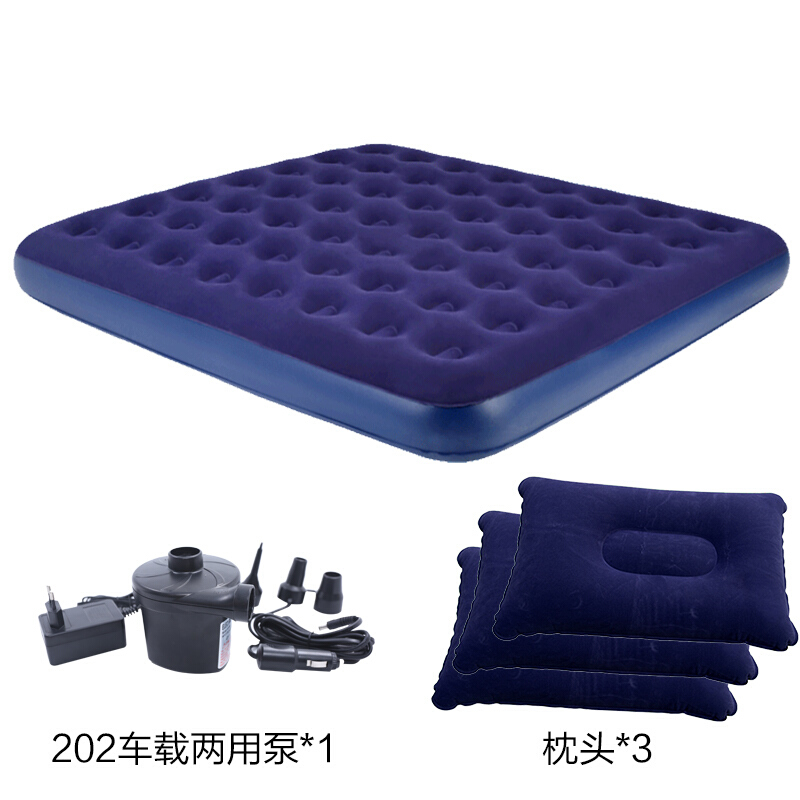 Bestway deep blue premium flocked inflatable mattress double extra large widened thick honeycomb structure outdoor bed