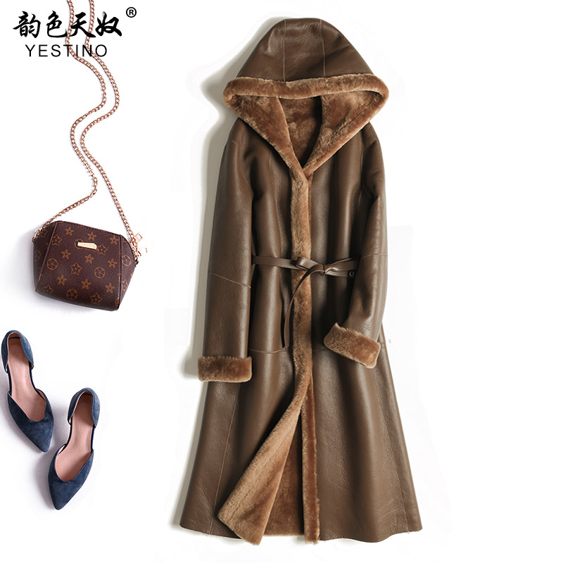 Ultra-resistant cold 2023 winter new merald fur integrated coat female long section with cap lace genuine leather fur coat-Taobao