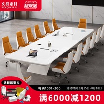  Large and small conference table Long table white paint simple modern rectangular fashion creative office negotiation table and chair