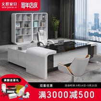 Wenqun office furniture white paint boss table simple modern president desk big class manager table