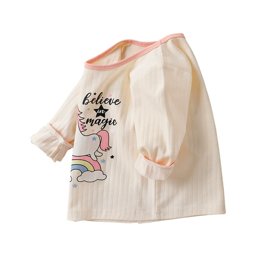 Осенняя футболка подходит для мужчин и женщин для девочек, хлопковый милый детский приятный телу лонгслив, в западном стиле