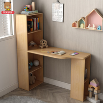 Arstay Nordic solid wood colour desk brief Desk Corner Provincial Space Small Desk Bookshelf Cabinet-lined table