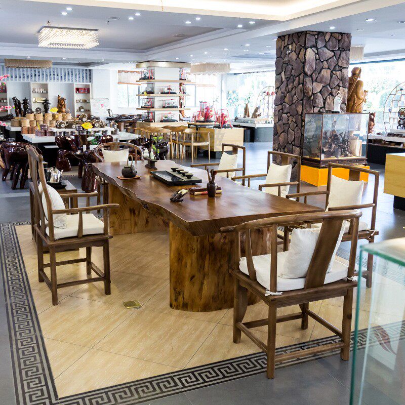 Simple Big Board tea table and chair combination new Chinese kung fu coffee table solid wood tea table tea ceremony set simple tea table