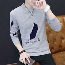 2019 autumn new mens knitwear long-sleeved base shirt round neck thin section trend spring and autumn sweater top clothes