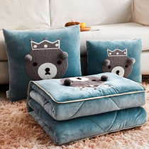 Towel embroidered pillow quilt dual-use four seasons Universal cartoon car two-in-one blanket office nap air conditioning quilt