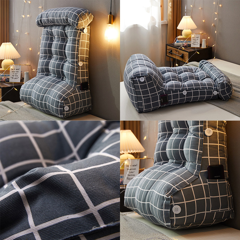 Thickened triangle large backrest bedside pillow bedside pillow bedside three-dimensional cushion raised waist protection window tatami soft bag
