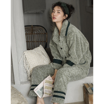 Coral Suede Pajamas Womens Autumn Winter Thickened extras for winter net red exploits Korean version Warm Flannel Suede Home woman