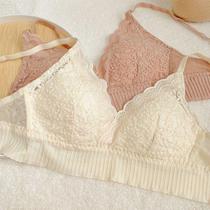 French style non-wired bra for women thin triangle cup big breasts small breasts lace small breasts flat chest secondary breasts beautiful back bra