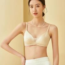Tanger 2023 Silk Satin Glossy Thin Bra Light Luxury Wireless Bra Big Breasts Show Small Customization