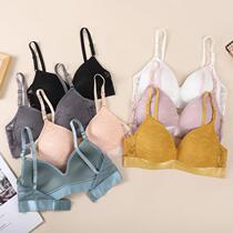New style back-buttoned lace back-wrap bra one-piece fixed cup no steel ring bottoming suspender bra