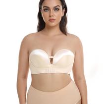 European and American front buckle large cup half cup strapless non-slip large size underwear womens smooth beautiful back support bra custom-made