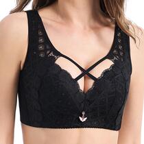 Honeycomb Breathable Lace Large Size Bra Push-up Wireless Underwear Womens Chest Cross Design Large Breasts Show Small Customization