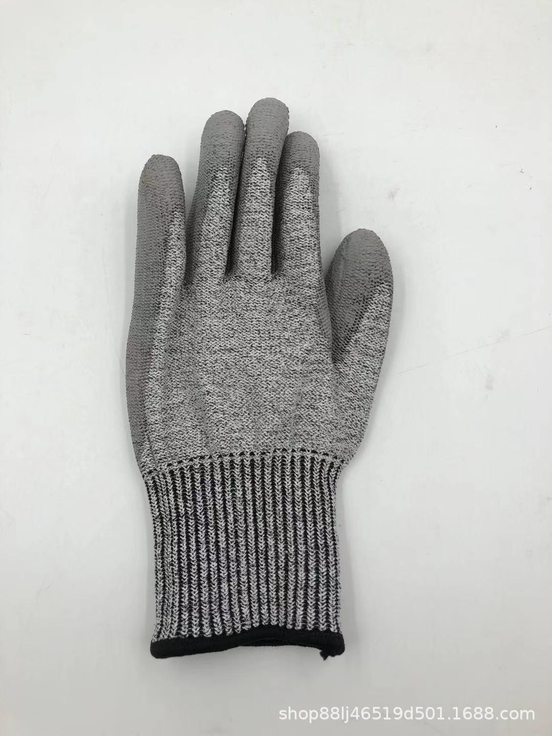 HPPE coated palm PU five-level anti-cut gloves anti-wear and abrasion resistant cutting lauding work maintenance work protective gloves 