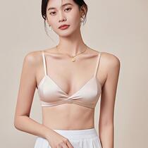 Tanger Satin Glossy French Silk Triangular Cup Comfortable Wireless Underwear Bra Detachable and Customized