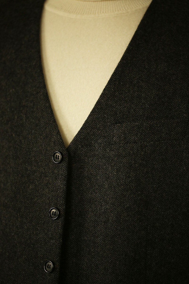 Autumn and winter new slim-fit coarse flower herringbone pattern suit vest British vintage wool suit vest