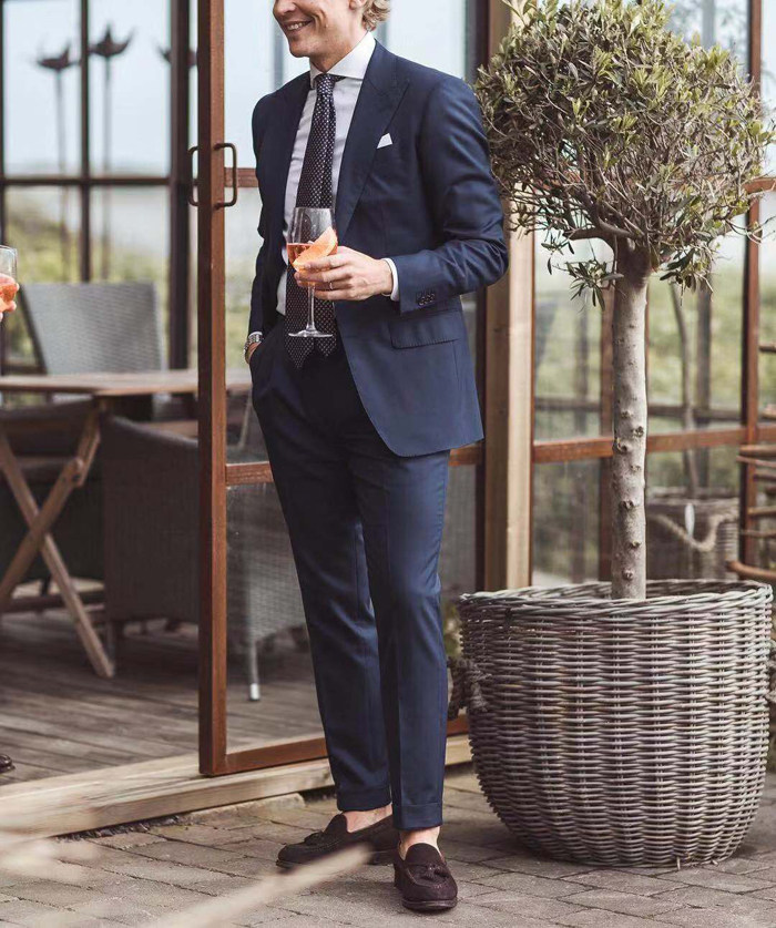 European and American men's Navy slim body wool men's fashion business single-breasted suit suit suit suit suit