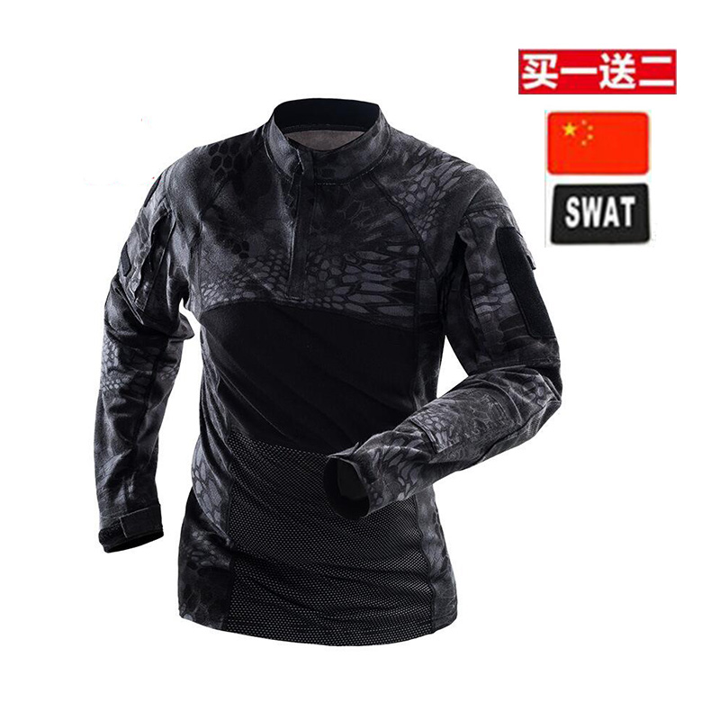 New outdoor frog clothes camouflak T-shirt male collar blouses CS combat uniform Tactical Long Sleeve Jacket Combat Training Wear