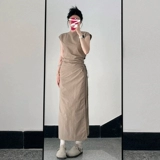 Летнее платье без рукавов, длинная юбка, французский стиль, подходит для подростков, изысканный стиль, по фигуре