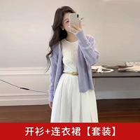 Открыть 𫔭рубашка + платье [костюм] [Молочный стиль и соленый стиль героини корейской драмы Сяосянфэн, одежда ранней весны с полным набором горячей уличной моды, снижающей возраст, в корейском стиле, горячий стиль, темперамент милой девушки, шикарный, красивый, элитный, и дерзкий стиль Миу]